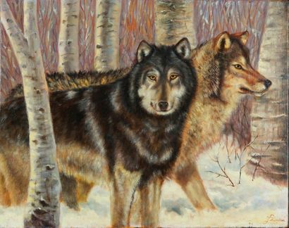 DAPRAI Jean (Né en 1929) Les loups
Huile sur toile, signée en bas à droite, titrée...