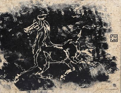 AN PRA (Né en 1972) Nuage noir 2015
Technique mixte sur papier marouflé sur toile,...