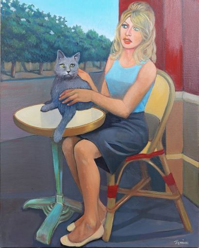 TEMIM Michel (Né en 1957) BB's cat
Huile sur toile, signée en bas à droite
81x65...
