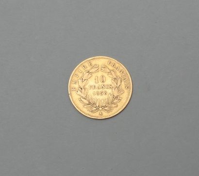 null 1 pièce en or 10 francs " Napoléon tête nue ". 

( 1858 A )

