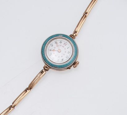 null Montre avec boitier en or 18k (750), bracelet métal. On y joint des débris d'une...