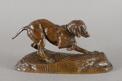 Antoine Louis BARYE Braque (première version) Bronze à patine brune, fonte ancienne...