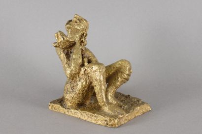 Ossip Zadkine Petite Fleur Bronze à patine dorée, fonte Susse, n°3/6 Monogramme OZ...