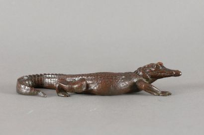 Antoine Louis BARYE Crocodile
Bronze à patine brune légèrement nuancée de vert, fonte...