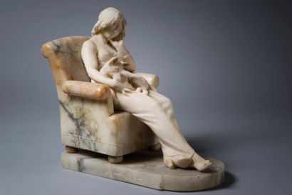 null GAMBOGI Giuseppe, 1862-1938, 

Jeune femme au chiot dans un fauteuil

Groupe...