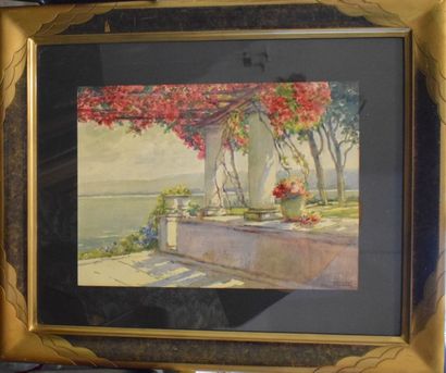 null ROSENSTOCK Isidore (1880-1956)
La pergola fleurie
Aquarelle (piqures), signée...