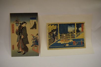 null Toyokuni III : Estampe oban yoko-e, scène du Chushingura (insolée) ; estampe...