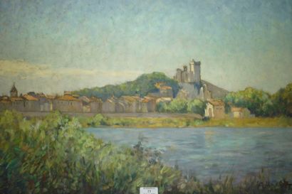 LACHAT Louis François,né en 1873 "Chateau sur la colline",huile sur toile,signée...