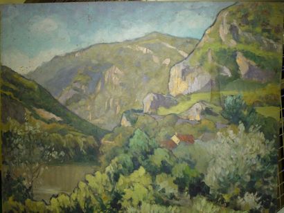LACHAT Louis François,né en 1873 "le val du Fier à Saint André" 1941,huile sur panneau(...