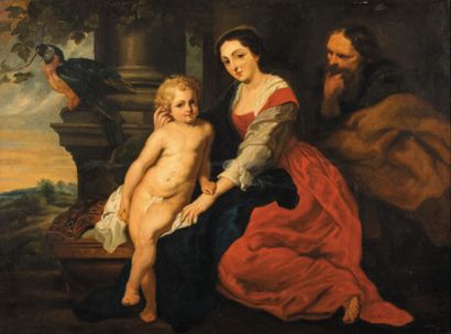 RUBENS Pierre - Paul (D'après) 1577 - 1640 La Sainte famille au perroquet
Huile sur...