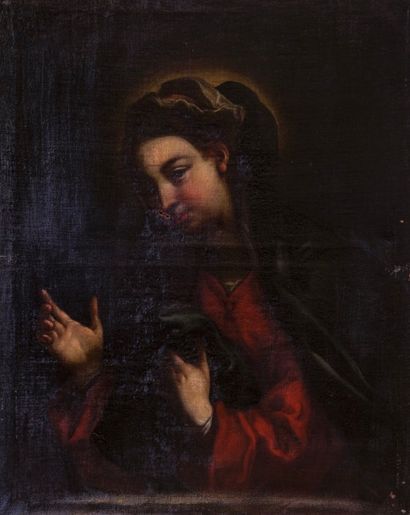École FRANÇAISE du XVIIIe siècle 1 - La Vierge en buste
Huile sur toile (Quelques...