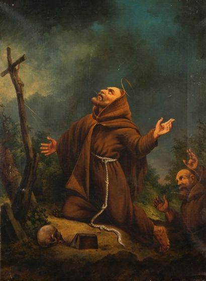 VAN CUYCK Saint François recevant les stigmates
Huile sur toile (petites griffures...
