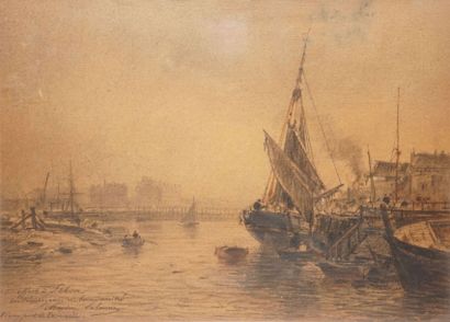LALANNE Maxime, 1827-1886 
La Zaar, 1889 - Le vieux port de Trouville
Deux dessins...