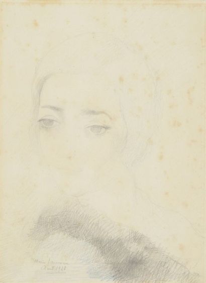 LAURENCIN Marie, 1883-1956 
Portrait de femme, août 1928
Dessin aux crayons de couleurs...