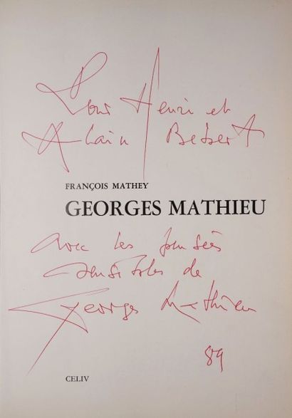MATHIEU Georges, 1921-2012 
Sans titre, 1989
Dessin au stylo bille rouge sur page...