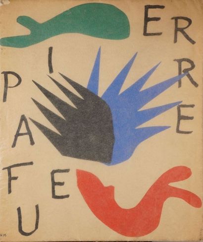 MATISSE Henri, 1869-1954 
Pierre à feu, les miroirs profonds
Lithographie en bleu...