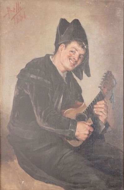 BELLI Benito, FIN XIXe siècle 
Joueur de guitare, 1881
Huile sur panneau (quelques...
