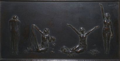 CHARPENTIER-MIO Maurice, 1881-1976 
Danseuses
Paire de bas-reliefs en bronze à patine...
