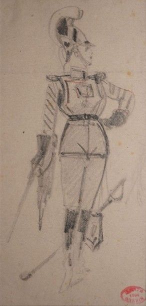 GREVIN Alfred, 1827-1892 
Études de persoannges et de costumes 11 dessins au crayon...