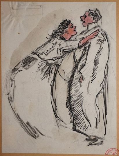 GREVIN Alfred, 1827-1892 
Études de persoannges et de costumes 11 dessins au crayon...