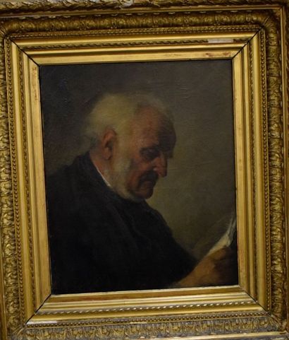 null ECOLE DU XIXème SIECLE 

Portrait d'homme de profil 

Huile sur toile non signée,

55x46cm...