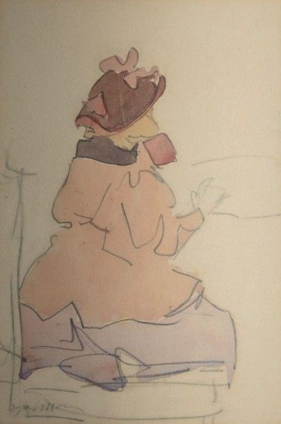 null VILLON Jacques, 1875-1963, 

Femme au chapeau et à la robe beige

Mine de plomb...