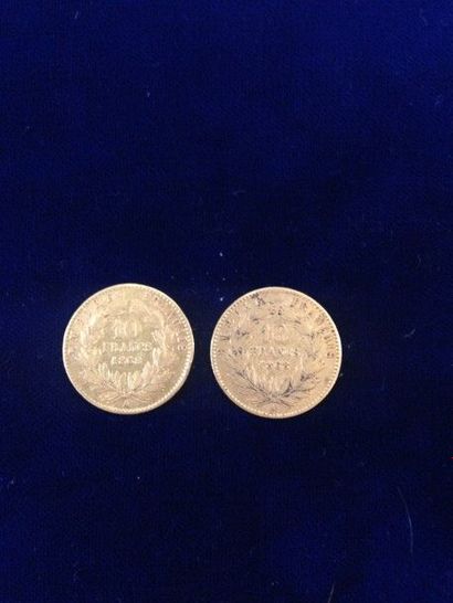 null 2 pièces en or 10 francs " Napoléon tête laurée " ( 2 x 1868 A ) 
