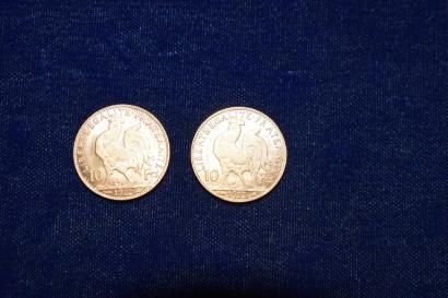 null 2 pièces en or 10 francs " Coq " ( 2 x 1912 ) 