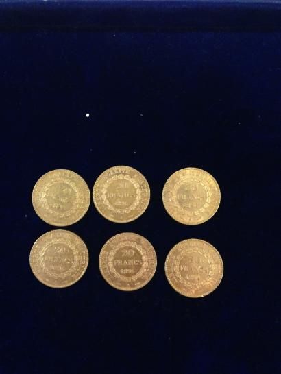 6 pièces en or 20 Fr 