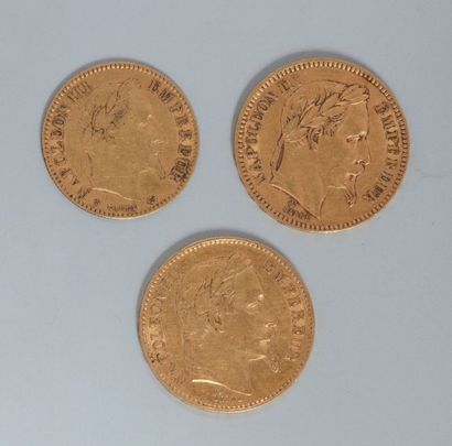 null 3 pièces (2 x 20 francs ; 1 x 10 francs) en or " Napoléon tête laurée " 

(...