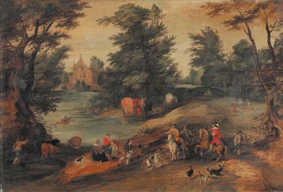 Ecole Flamande du XVIIe siècle Entourage de Jan Brueghel II dit le Jeune (1601-1678)...