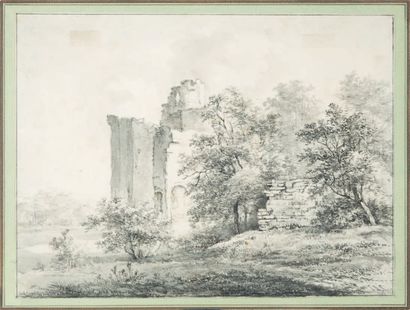TÜPFER J.A. (Actif dans la première moitié du XIXe siècle) Ruines médiévales derrière...