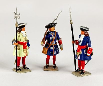 null G.VERTUNNI : -Garde française Louis XIV. 3 versions avec fusil et hallebard...