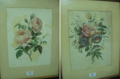 Ecole Française du XIXe siècle -Etude de fleurs des champs Graphite et aquarelle....