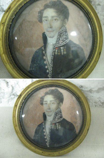 LEANDRI (Actif entre 1803 et 1824) Portrait de militaire arborant ses décorations...