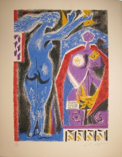 André MASSON 1896-1987 Couronnement Lithographie en couleurs n°21 / 145, signée en...