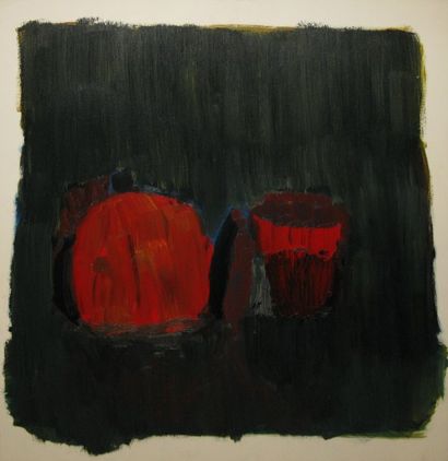Joël BRISSE né en 1953 Nature morte rouge et noire, 2000 Huile sur toile, signée...