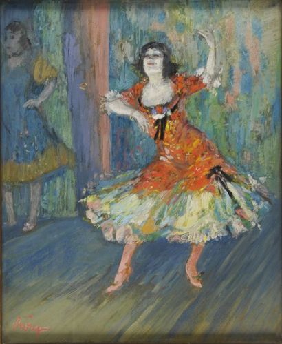 Pau ROIG CISA 1879-1955 Danseuse espagnole Gouache sur papier marouflé sur toile...