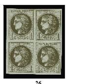 null N° 39 B, bloc de 4, 2 timbres **, les 2 timbres supérieurs *, avec trace d'...