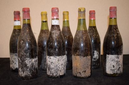 null 8 bouteilles BOURGOGNE (très vieux, eta illisibles, 3 blanc évolués, 5 rouges)...