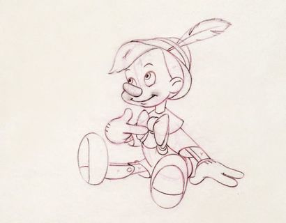 null PINOCCHIO Studio Walt Disney 1940. Dessin d'animation représentant Pinocchio...
