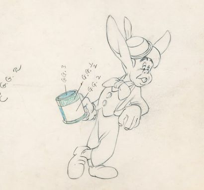null PINOCCHIO Studio Walt Disney 1940. Dessin d'animation original de Crapule des...