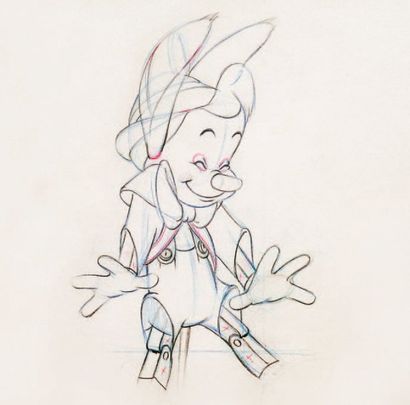 null PINOCCHIO Studio Walt Disney 1940. Dessin d'animation représentant Pinocchio...