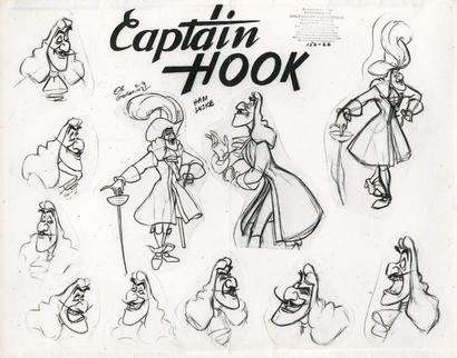 null PETER PAN Studio Walt Disney 1952. Photostat original du model sheet du Capitaine...