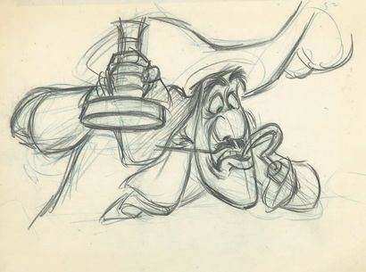 null PETER PAN Studio Walt Disney 1952. Dessin d'animation du capitaine Crochet dessiné...