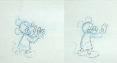 null MICKEY Studio Walt Disney - Fin années 80. Deux dessins d'animation de Mickey....