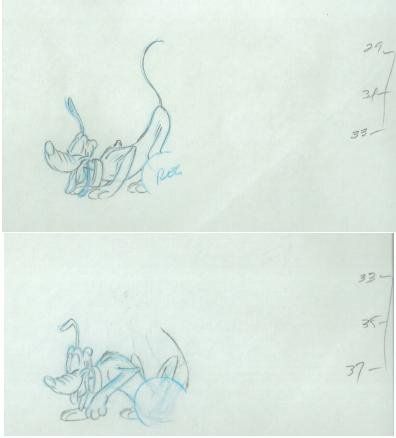 null PLUTO Studio Walt Disney - Fin années 80. Deux dessins d'animations de Pluto....