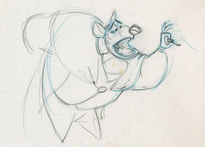 null BASIL DÉTECTIVE PRIVÉ Studio Disney, 1986. Dessin d'animation de Ratigan dessiné...