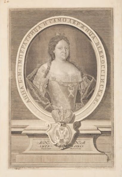 Anna Ivanovna (1693 -1740) Eau-forte originale,1730, legende en russe. Gravee par...