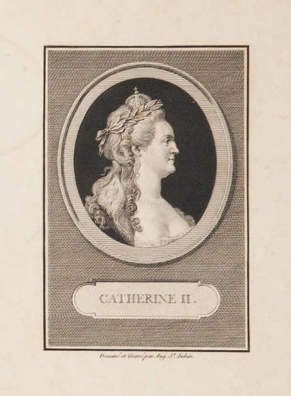 Catherine II (1729 -1796) Eau-forte et aquatinte originale 18e siecle. Dessine et...
